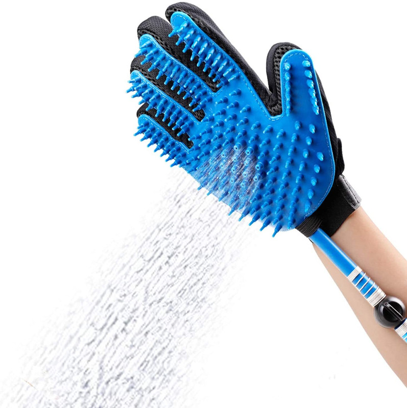 Marrone Pet Dog Cat Horse Bathing Cleaner Shower Tool Kit, Pet Massage Bathing Brush Grooming Gloves for Cat, Dog(Black, Blue, Medium)