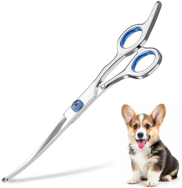 PROBEROS Dog Grooming Scissors 6 Inches Stainless Steel Curved Blade Pet Hair Styling(1 g)