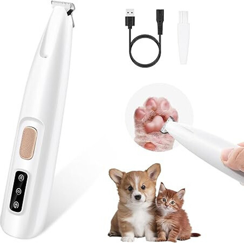 TOPHAVEN Ergonomic Electric Pet Hair Trimmer for Dogs Cats with Battery Display White Pet Hair Trimmer