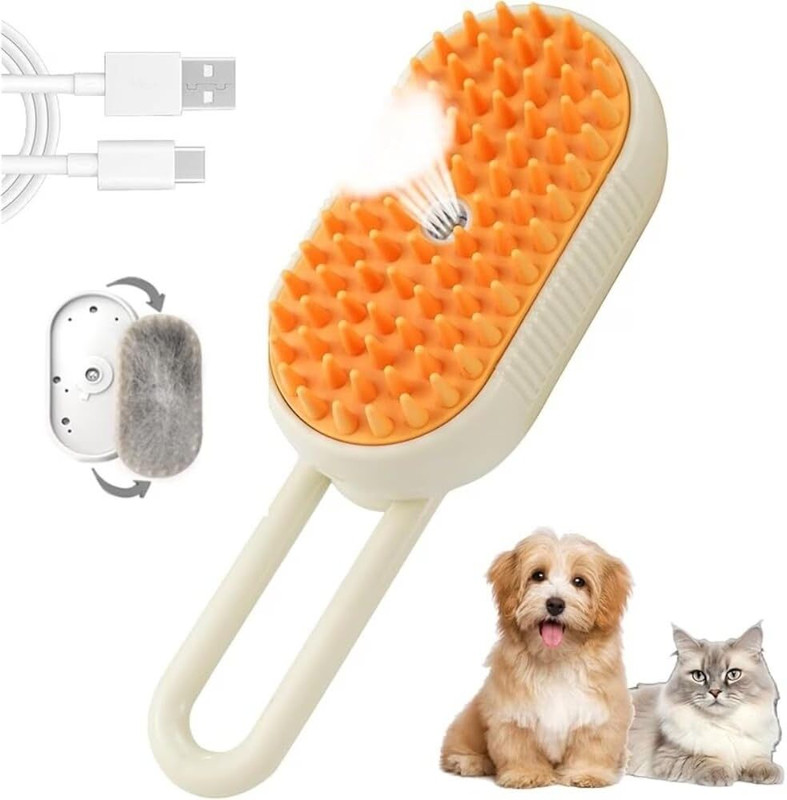 Organity 3 in 1 Pet Hair Removal Comb Pet Steam Brush for Dogs, Cats hair to Remove Multicolor Pet Hair Trimmer