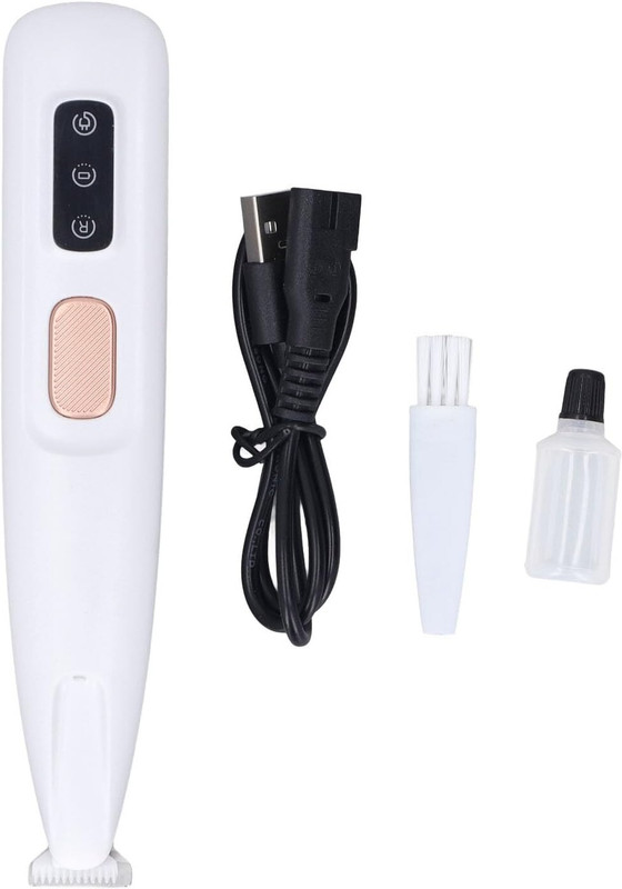TOPHAVEN Rechargeable Pet Paw Trimmer with Quiet Motor for Stress-Free Grooming White Pet Hair Trimmer