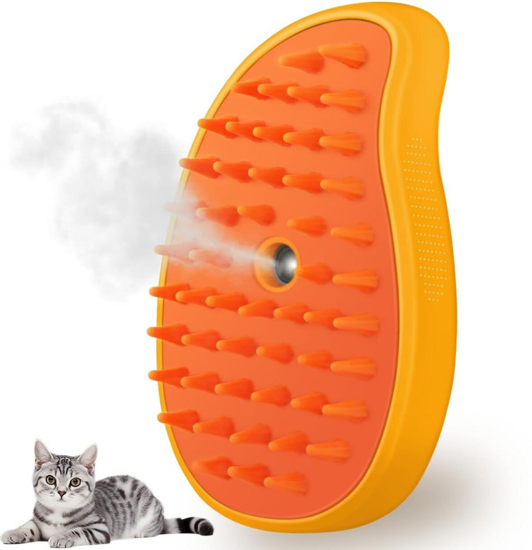 Dherik Tradworld Cat Steam Brush 3 in 1 Multifunctional Cat Steamy Brush Cleanser Pet Multicolor Pet Hair Trimmer
