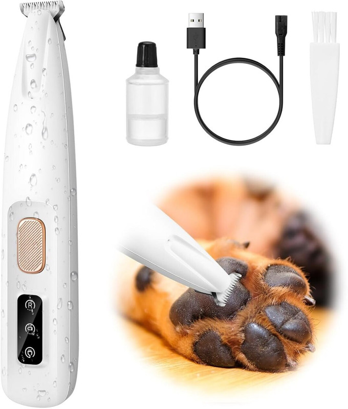 TOPHAVEN Pet Paw Strimmer, LED Light Electric Dog Hair Clipper Rechargeable Hair Clipper White Pet Hair Trimmer
