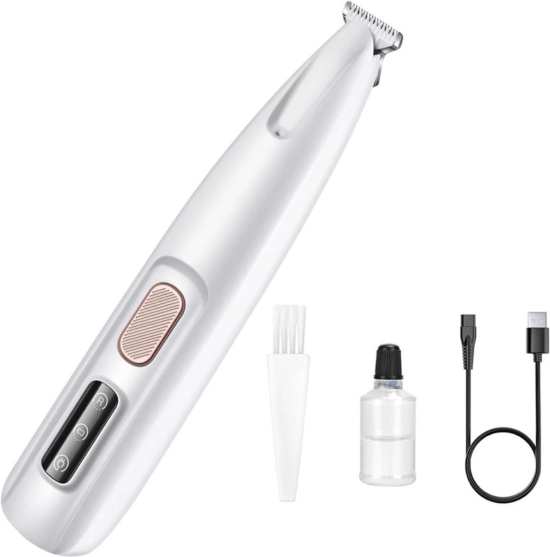 sidvid Pet Paw Hair Trimmer, Cat Clipper, Low Noise Dog Shaver, Rechargeable Paw Cutter White Pet Hair Trimmer