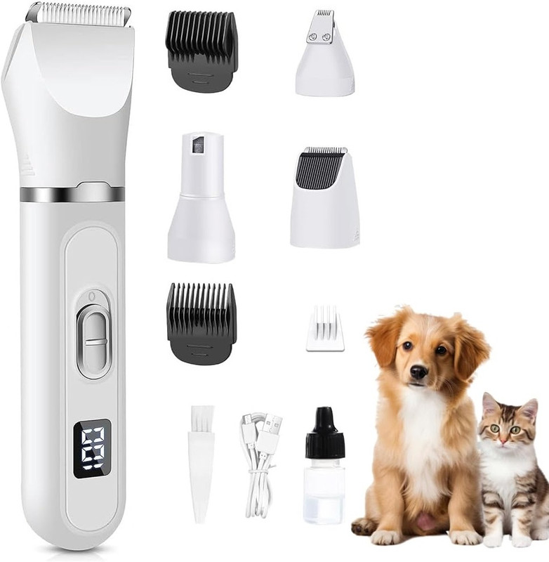 HVG TRADERS 4 in 1 grooming pet paw trimmer cat and dog clipper electric usb rechargeable White Pet Hair Trimmer