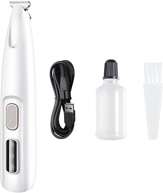 Zyora Waterproof Rechargeable Pet Paw Hair Trimmer with LED Light for Dogs Cats White Pet Hair Trimmer