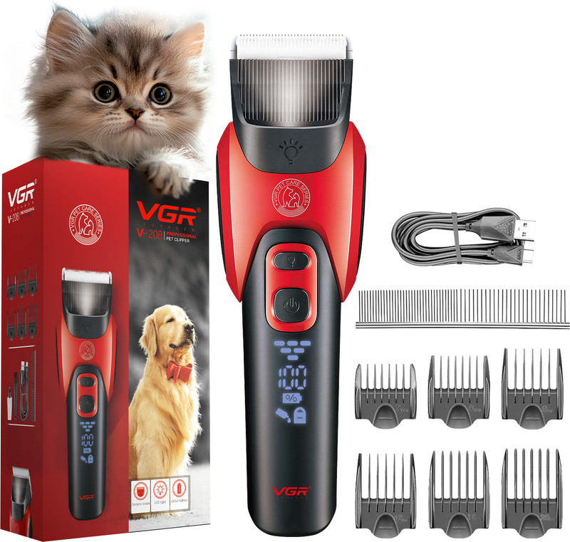 VGR V-208 Professional Red, Black Pet Hair Trimmer