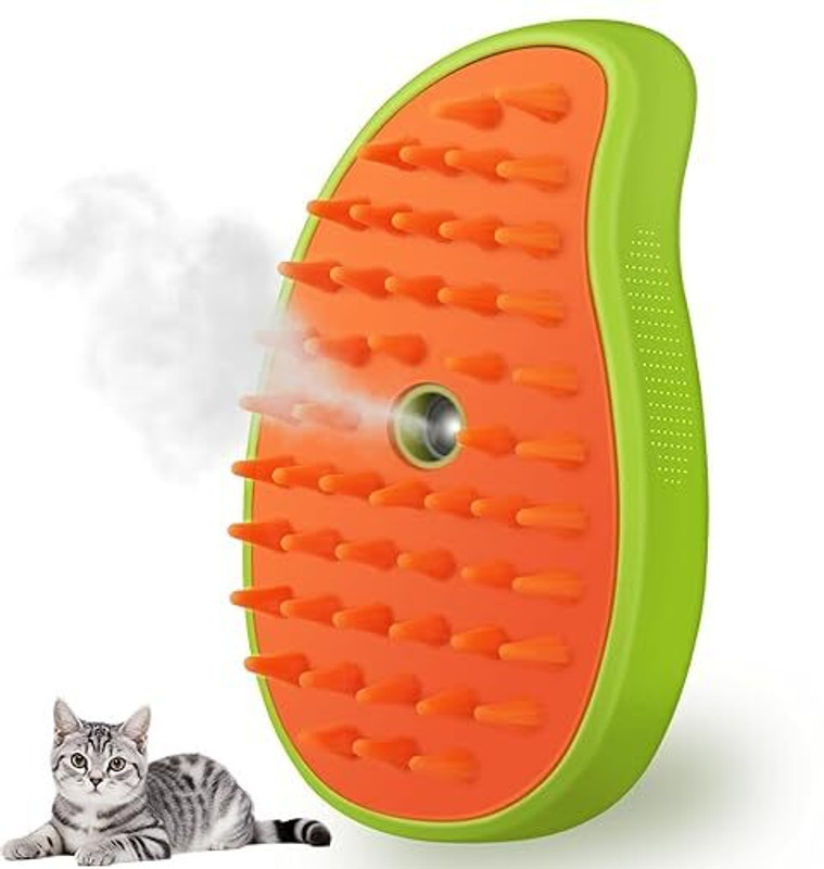 YMS Cat Steam Brush for Shedding Green, Yellow, Orange Pet Hair Trimmer