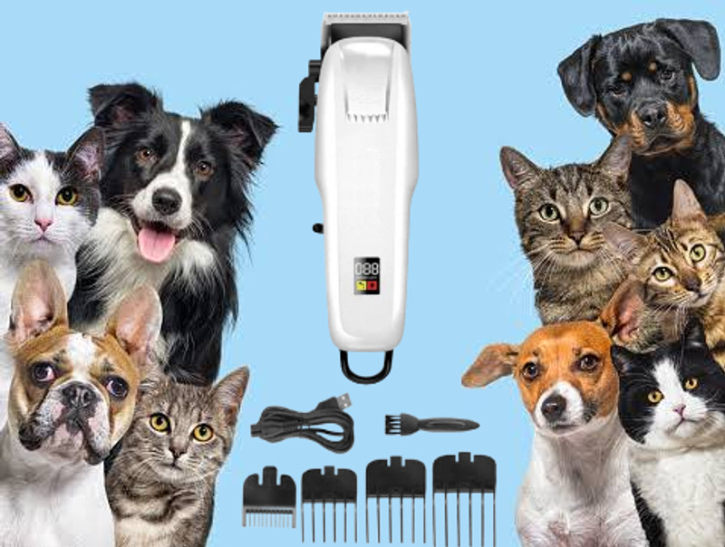 YMS Professional Automatic Rechargeable Pet Hair Trimmer for Dogs And Cats Trimmer White Pet Hair Trimmer
