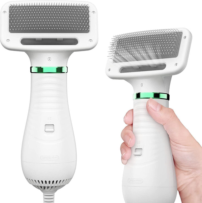 Aezara Pet Hair Dryer Comb, Pet Grooming Hair Dryer with Comb White Pet Hair Trimmer