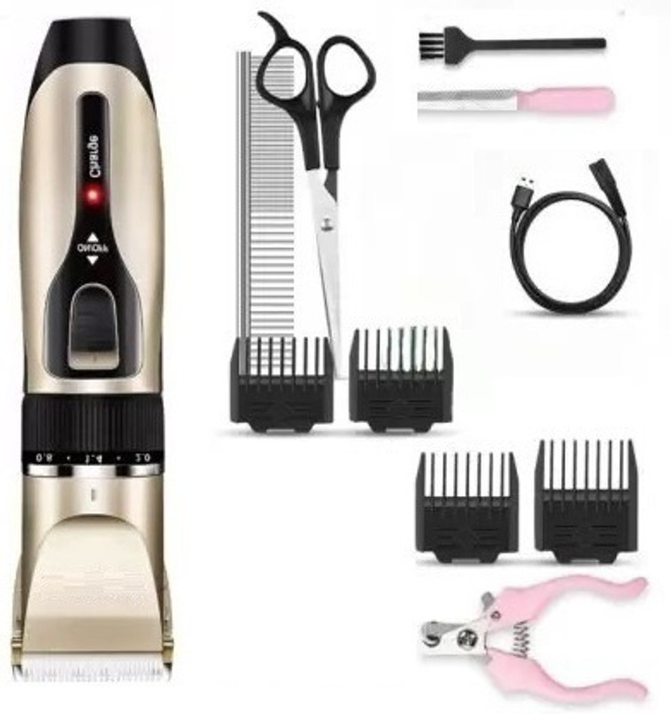 EDICON Pet Hair Trimmer Dogs & Cats Grooming Machine Wireless Rechargeable, Low Noise, Gold, Black Pet Hair Trimmer