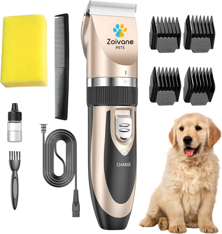 Zoivane Dog Hair Trimmer | Pet Grooming Kit | Dog Accessories | Rechargeable Black Pet Hair Trimmer