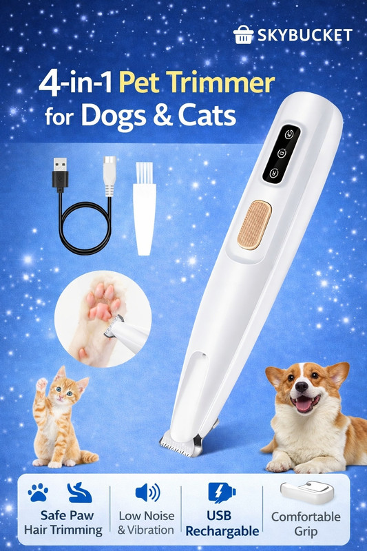 AQUABUCKET Pet Grooming Kit 4-in-1 Dog Trimmer Machine Paw Hair Trimmer for Dogs Multicolor Pet Hair Trimmer