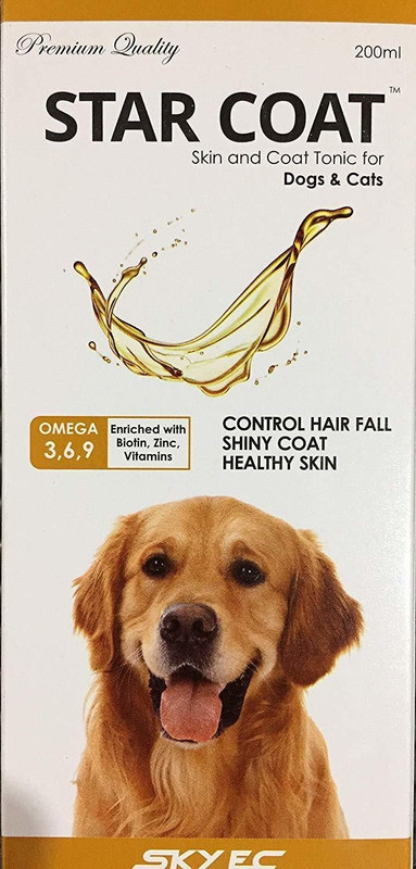 skyec Star Coat Skin & Coat Tonic for Dogs & Cats - Omega 3, 6, 9 & Biotin Pet Health Supplements(200 ml)