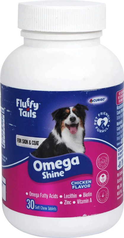 FluffyTails Omega Shine Soft Chews for Healthy Skin & Shiny Coat Dog & Cat Pet Health Supplements(30 Pieces)