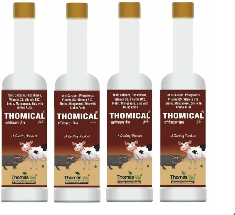 Thomas Vet Thomical Gel Nutritional Supplement for Livestock | Calcium Support pack of 4 Pet Health Supplements(300 ml)