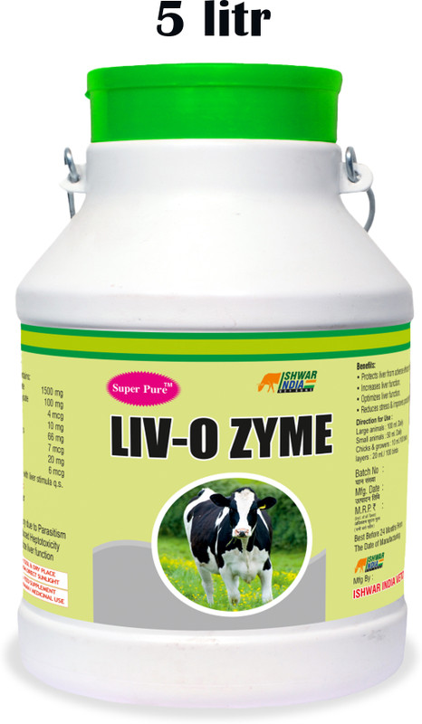 Super Pure LIV-O Zyme | Ayurvedic Liver Tonic & Digestive Enzyme Syrup for Cows, Goats Pet Health Supplements(5 L)