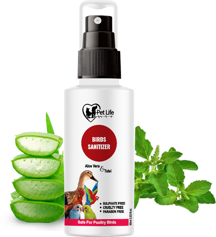 Pet Life Birds Sanitizer Spray for Poultry Birds, Parrots, Pigeon –Clean, Soften Feathers Pet Health Supplements(60 ml)