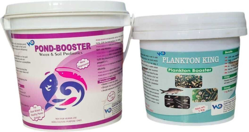 Pond Master Plankton Plus Booster & Pond Booster Combo| Water & Soil Probiotic for Fish Pet Health Supplements(1 kg)