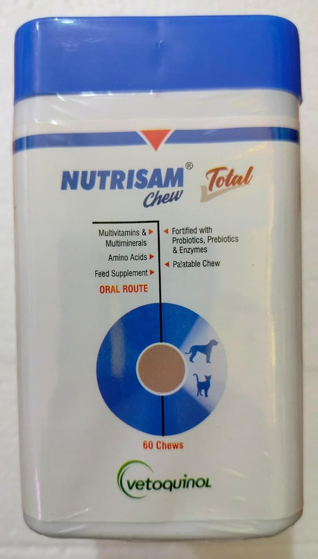 Vetoquinol NUTRISAM TOTAL Multivitamin Chew Tablets for Dogs & Cats Pet Health Supplements(60 Pieces)