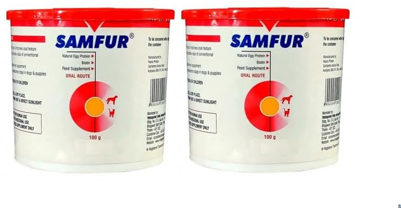 VETOQQUINOL Samfur Powder 100g – Improves Pet Appetite & Coat Quality | Pack of 2 Pet Health Supplements(200 g)