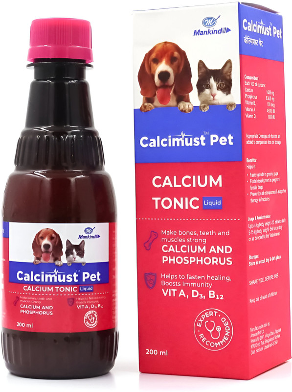 MANKIND Calcimust pet syp for Dog & Cat pack of 1 Pet Health Supplements(200 ml)