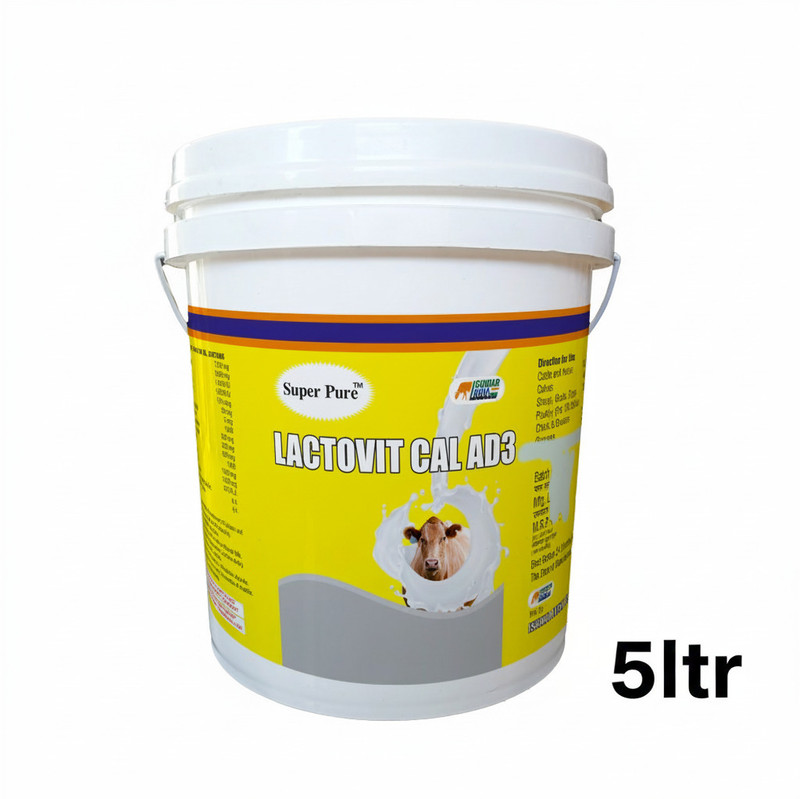 Super Pure LACTOVIT Cal AD3 – Calcium & Vitamin AD3 Tonic for Cows, Goats & Sheep-Bucket Pet Health Supplements(5 L)