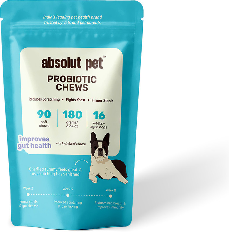 AbsolutPet Probiotics for Dogs Gut health that Reduces Scratching & Paw-Licking 90 Chews Pet Health Supplements(180 g)
