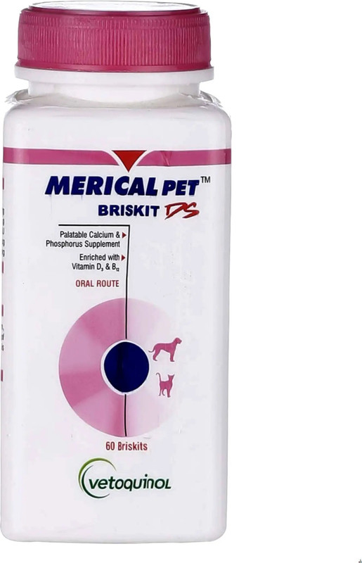 Vetoquinol Merical Pet Briskit for Dogs – Boost Bone Strength & Muscle Health Pet Health Supplements(60 Pieces)