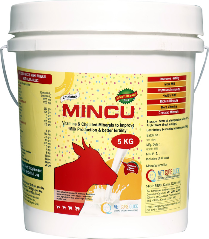 vet cure quick Mincu Mineral Mixture for Cow, Buffalo, Goat & Improve Milk Production Pet Health Supplements(5 kg)