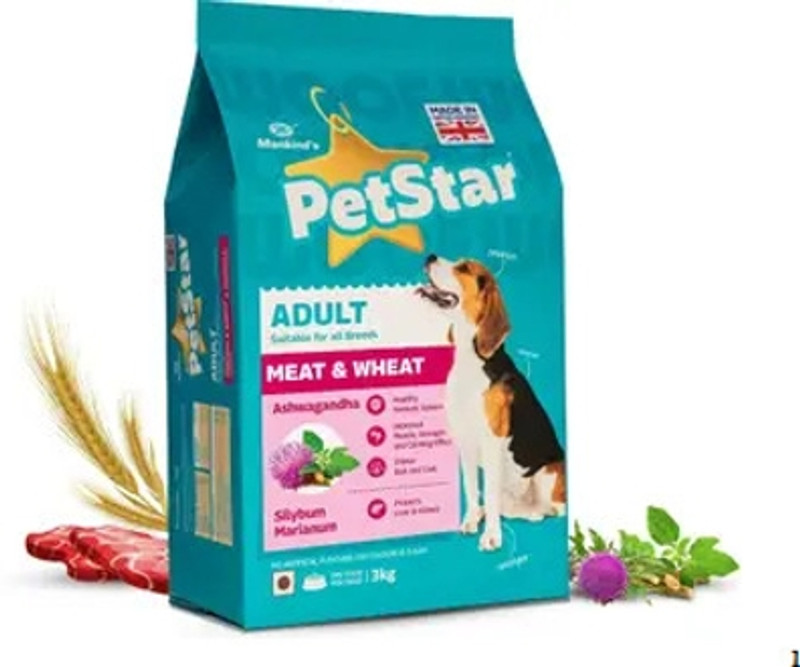 MANKIND PETSTAR Complete Nutrition Dog Food for Healthy Growth & Digestion | Adult Dogs | 3kg Pet Health Supplements(3 kg)