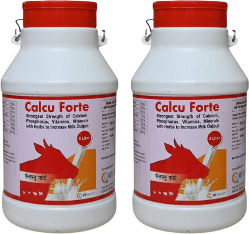 vet cure quick Calcu Forte Liquid Calcium Supplement for Cow & Buffalo (5Ltr x 2) Pet Health Supplements(10 L)