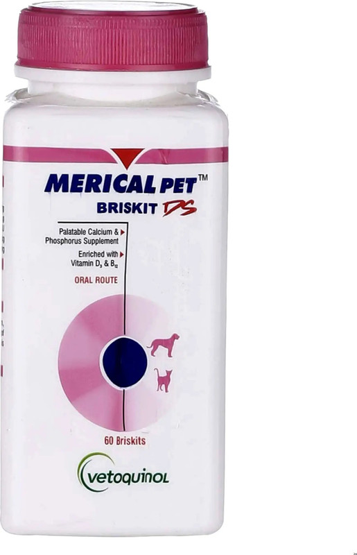 Vetoquinol Merical Pet Briskit – Support Strong Muscles & Teeth in Pets Pet Health Supplements(60 Pieces)
