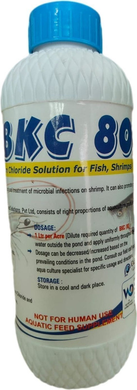 Pond Master BKC 80 - Anti-Fungal and Anti-Bacterial Remedy for Fish & Shrimp | Fish Medicine Pet Health Supplements(500 ml)