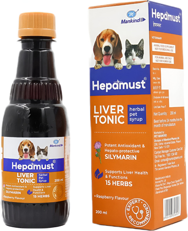 MANKIND Hepamust Syrup for Dog & Cat 200ml Pet Health Supplements(200 ml)