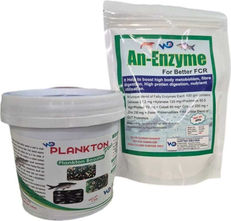 Pond Master Plankton Plus Booster & an-Enzyme Fish Feed Supplement Combo High Metabolism Pet Health Supplements(1 kg)