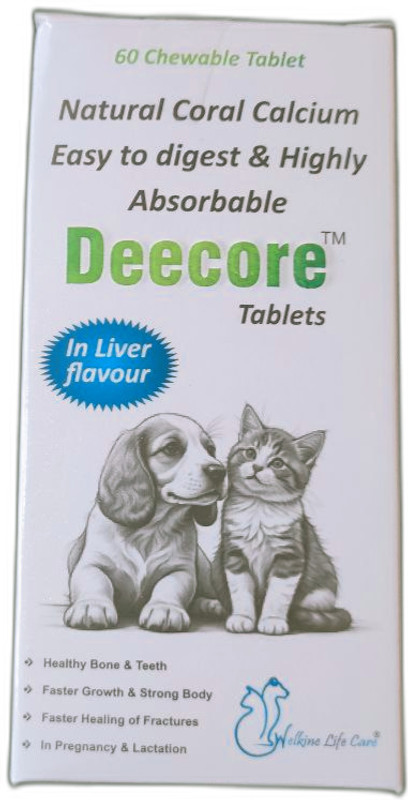 Welkine Lifecare Deecore Tablets 60 Chewable Tablets Pet Health Supplements(60 Pieces)