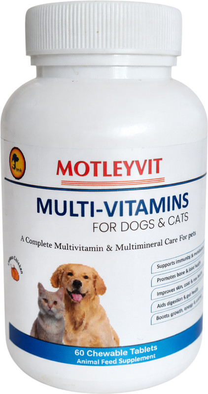 PETHEEDS Motleyvit 60 Tablets Multivitamin & Multiminral Chewable tablets for Cat & Dogs Pet Health Supplements(60 Pieces)