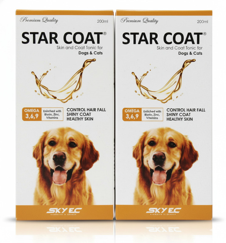 skyec Starcoat Skin and Tonic Supplement Enriched with Omega and Biotin for Dogs Pet Health Supplements(400 ml)