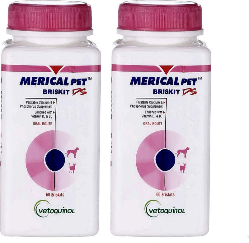 Vetoquinol Merical Pet Briskit Healthy Growth Support for Puppies Pack of 2 Pet Health Supplements(120 Pieces)