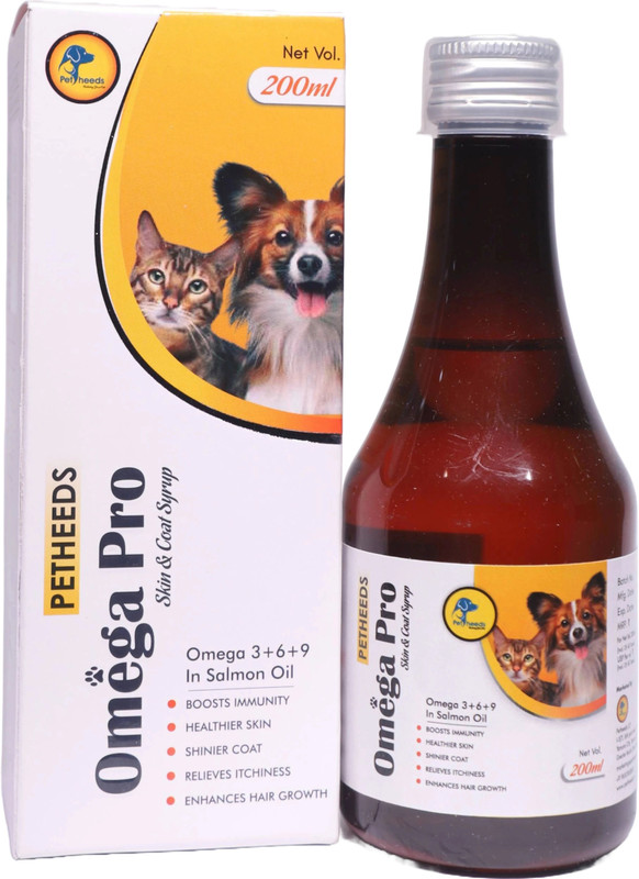 PETHEEDS Premium Omega 3 6 9 Salmon Oil Syrup for Dogs & Cats, Healthy Skin, Coat, Joint Pet Health Supplements(200 ml)