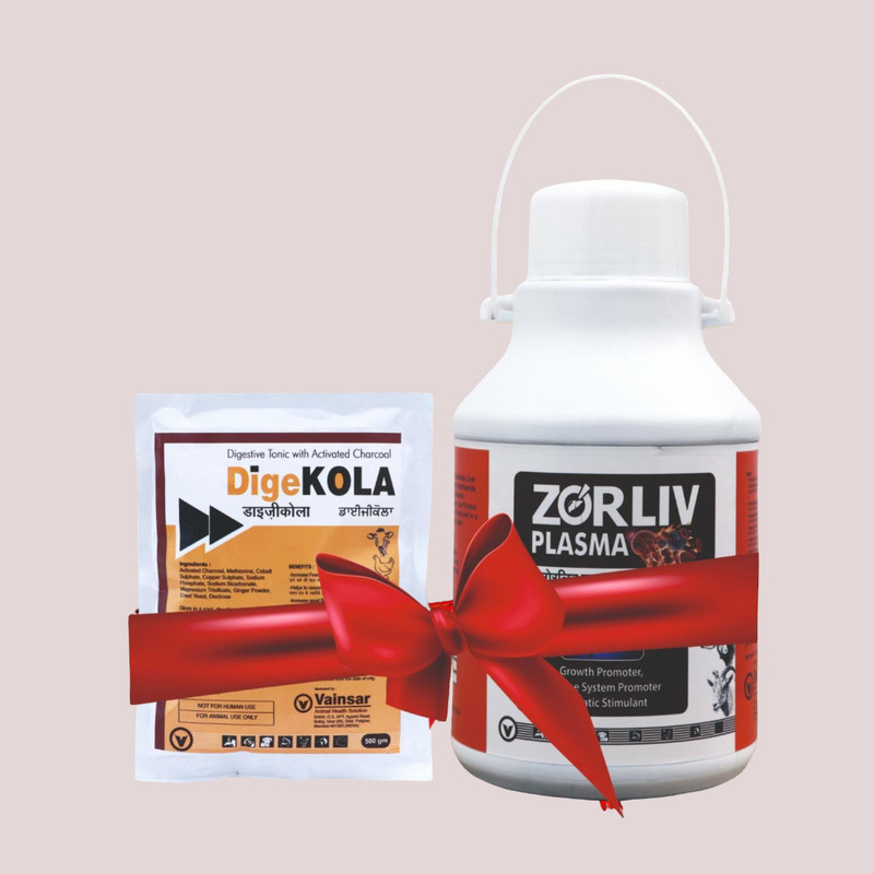Zorliv 2 Litre + DigeKOLA 200gm फ़्री पैक | सभी मवेशियो के लीवर व रक्त प्लासमा | Pet Health Supplements(2 L)