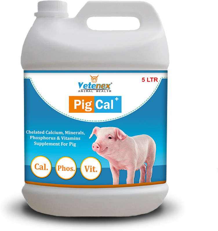 VETENEX Pig Cal Plus - Calcium Supplement for Pig, Swine, Piglets & Piggery - 5 LTR Pet Health Supplements(5 L)