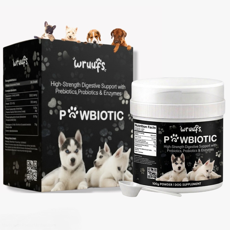 wruufs Pawbiotic – Advanced Probiotic, Prebiotic and Enzyme Support for Dogs and Cats Pet Health Supplements(100 g)
