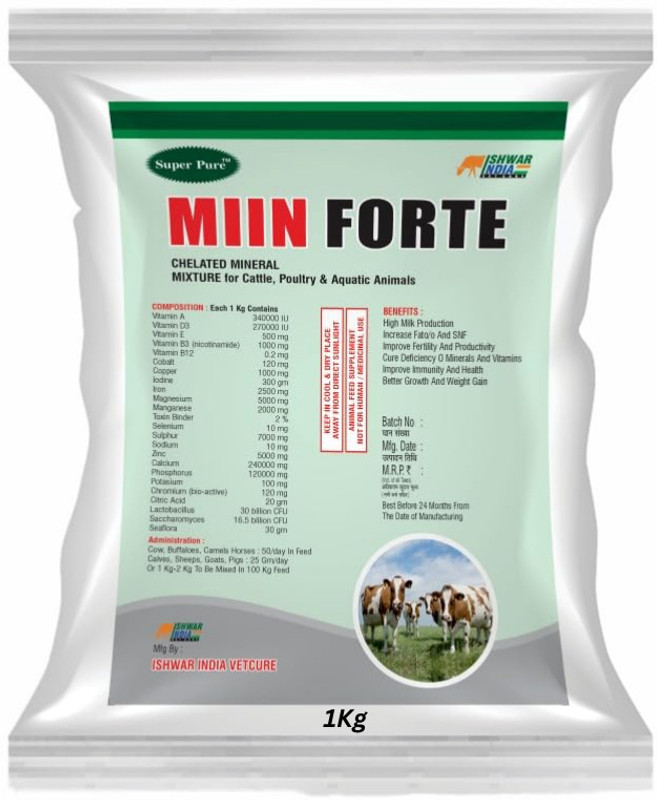 Super Pure MIIN Forte – Mineral Mixture Powder for Cattle, Buffalo & Goats Pet Health Supplements(1 kg)