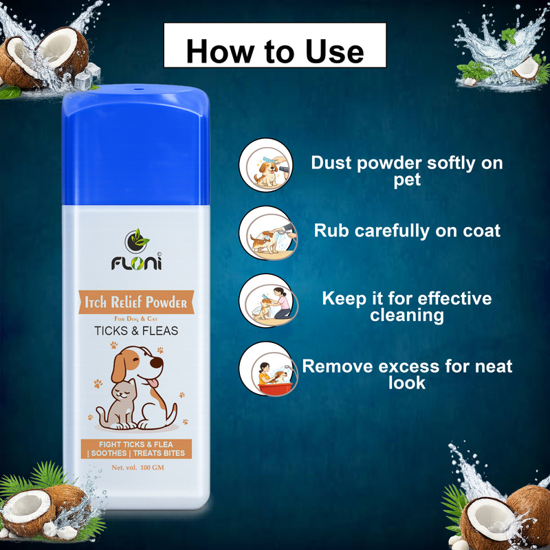 floni Pet Grooming Powder for Dogs & cat Pet Health Supplements(100 g)