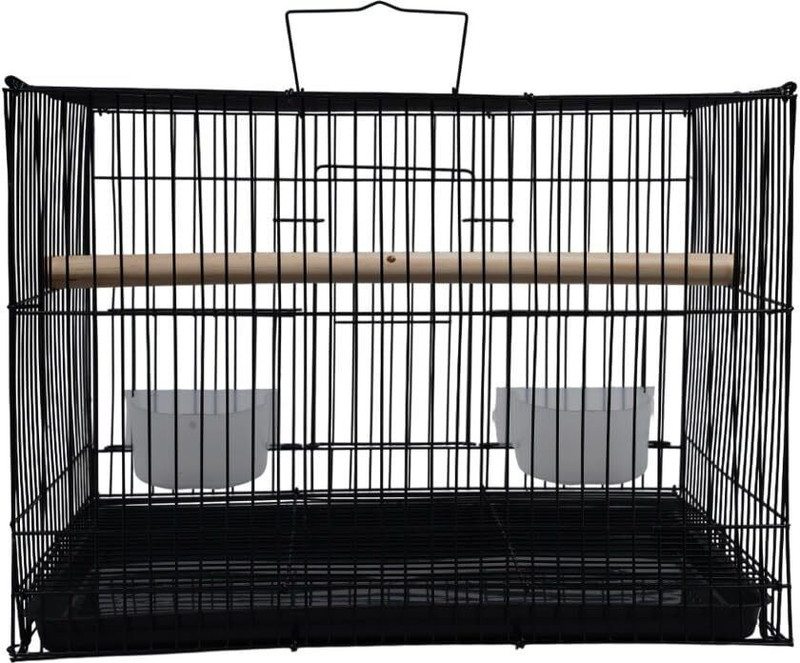 HARA ENTERPRISES 1.25 Feet Black Bird Cage with Accessories, 38 x 28 x 28 cm, Bite Resistant Bird Cage