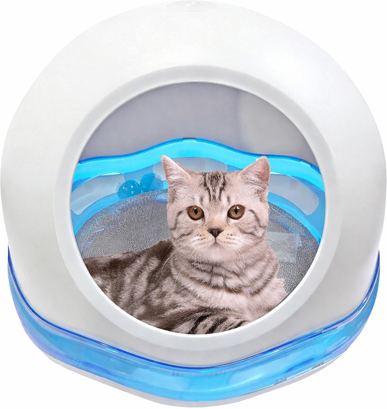 PetJoy Play Den Combo of Cat Bed, Scratch Box, Toy,Cat Playing-Cozy Dwelling Scratcher, Cat Cage