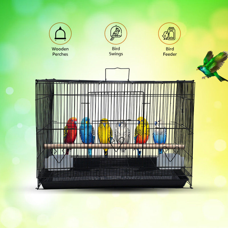 hara 24 Inch Black Cage – Sleek Design with Anti-Rust Coating Bird Cage