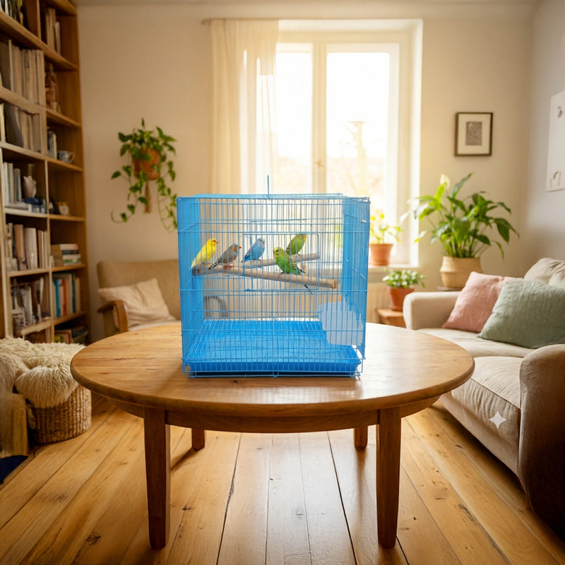 Devis 2 Ft,61x42x42 cm partition Black Bird Cage for Budgies, Finches, Lovebirds Bird Cage